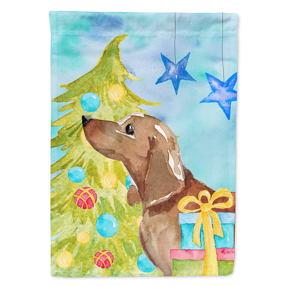 Red Tan Dachshund Christmas Flag Canvas House