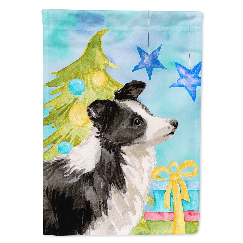 Border Collie Christmas Flag Canvas House