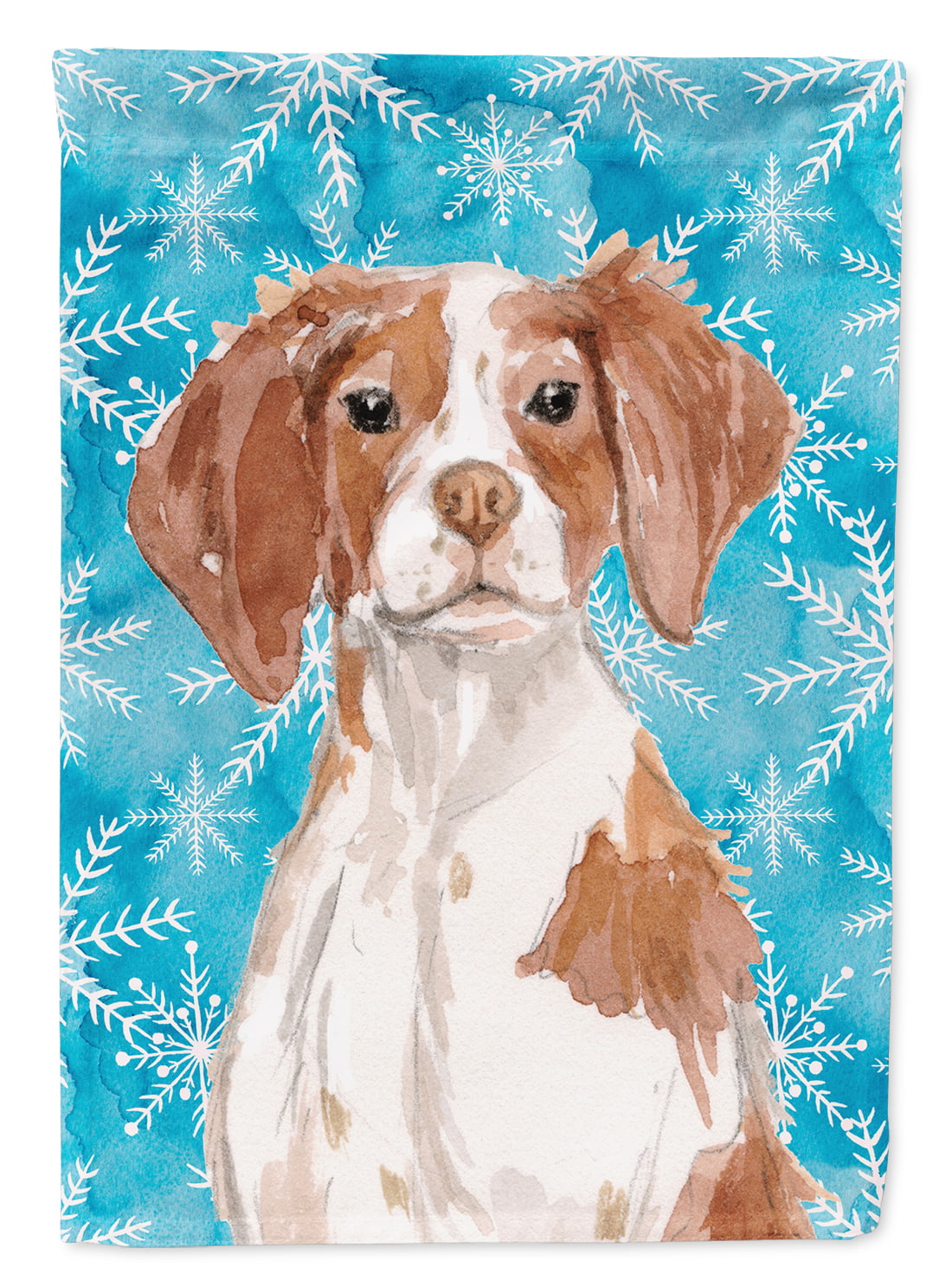 BB9434CHF Brittany Spaniel Winter Flag Canvas House