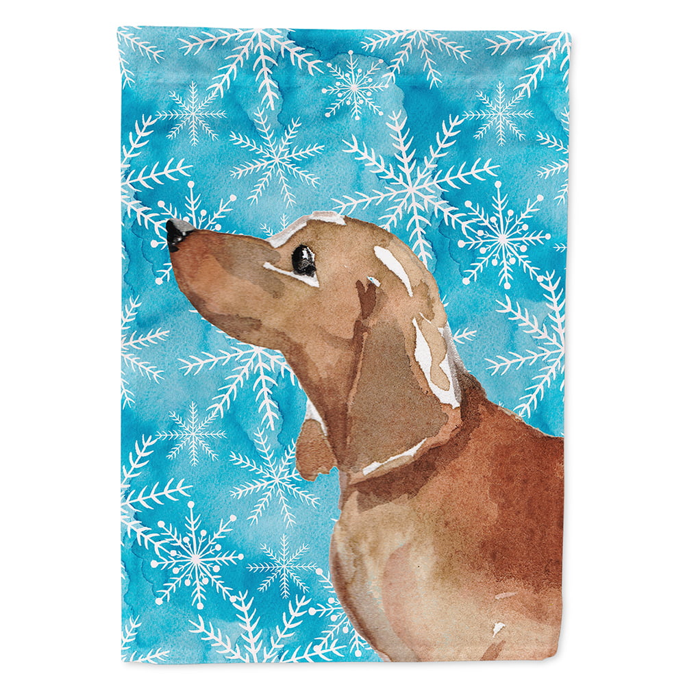 Red Tan Dachshund Winter Flag Canvas House