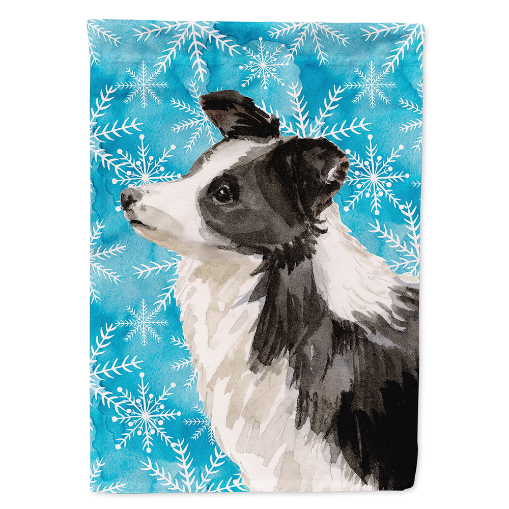 Border Collie Winter Flag Canvas House