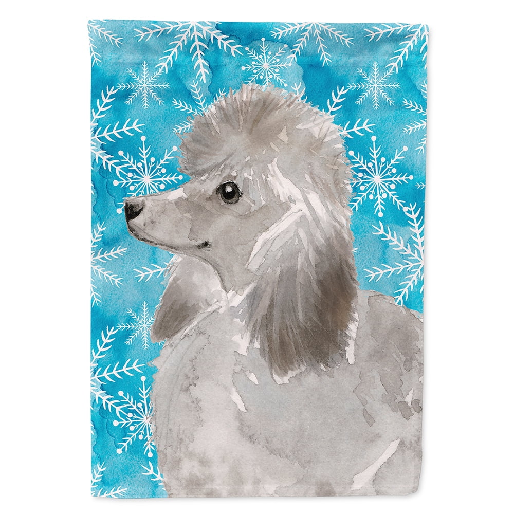 Grey Standard Poodle Winter Flag Canvas House