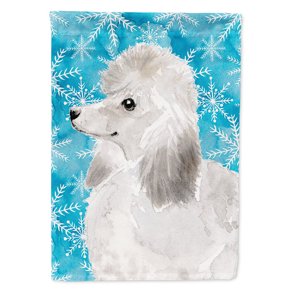 White Standard Poodle Winter Flag Canvas House
