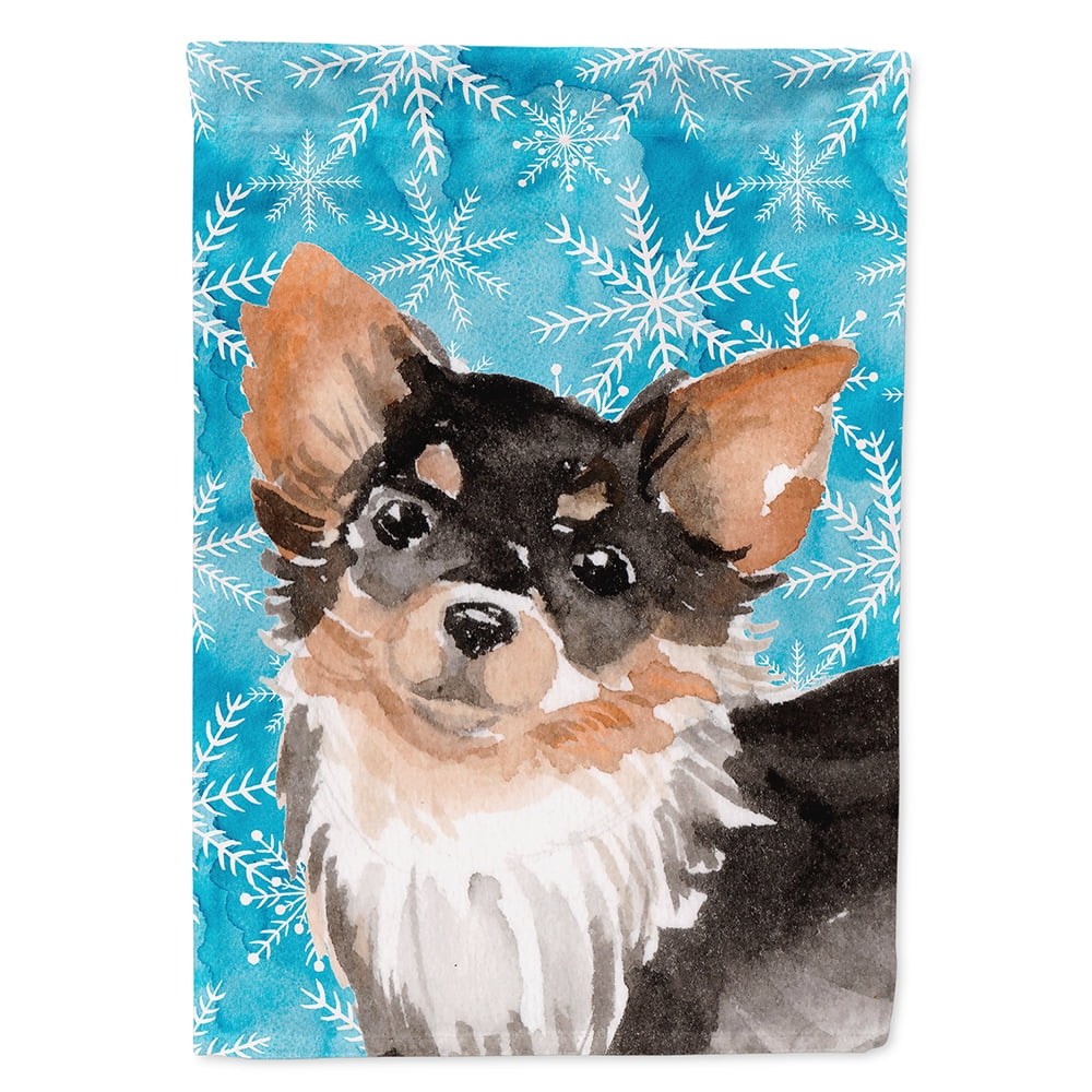 Long Haired Chihuahua Winter Flag Canvas House