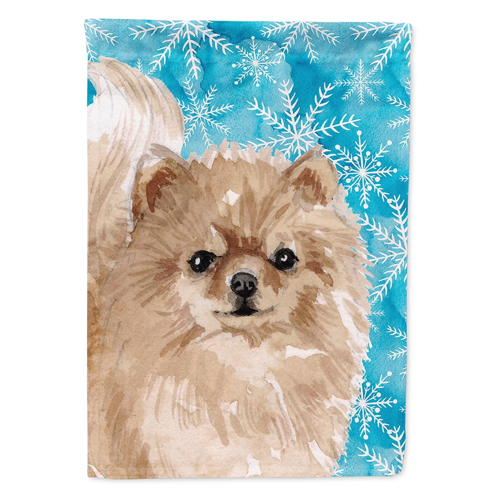 Pomeranian Winter Flag Canvas House