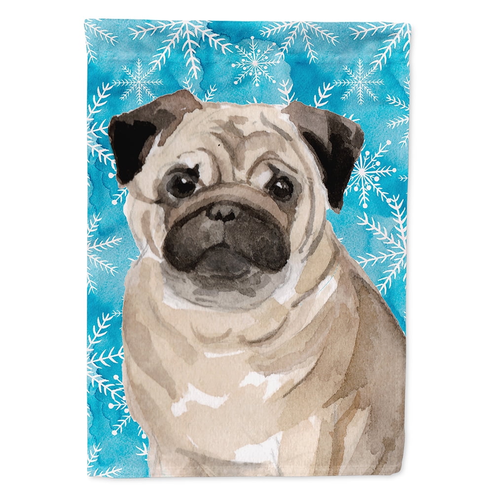 Fawn Pug Winter Flag Canvas House