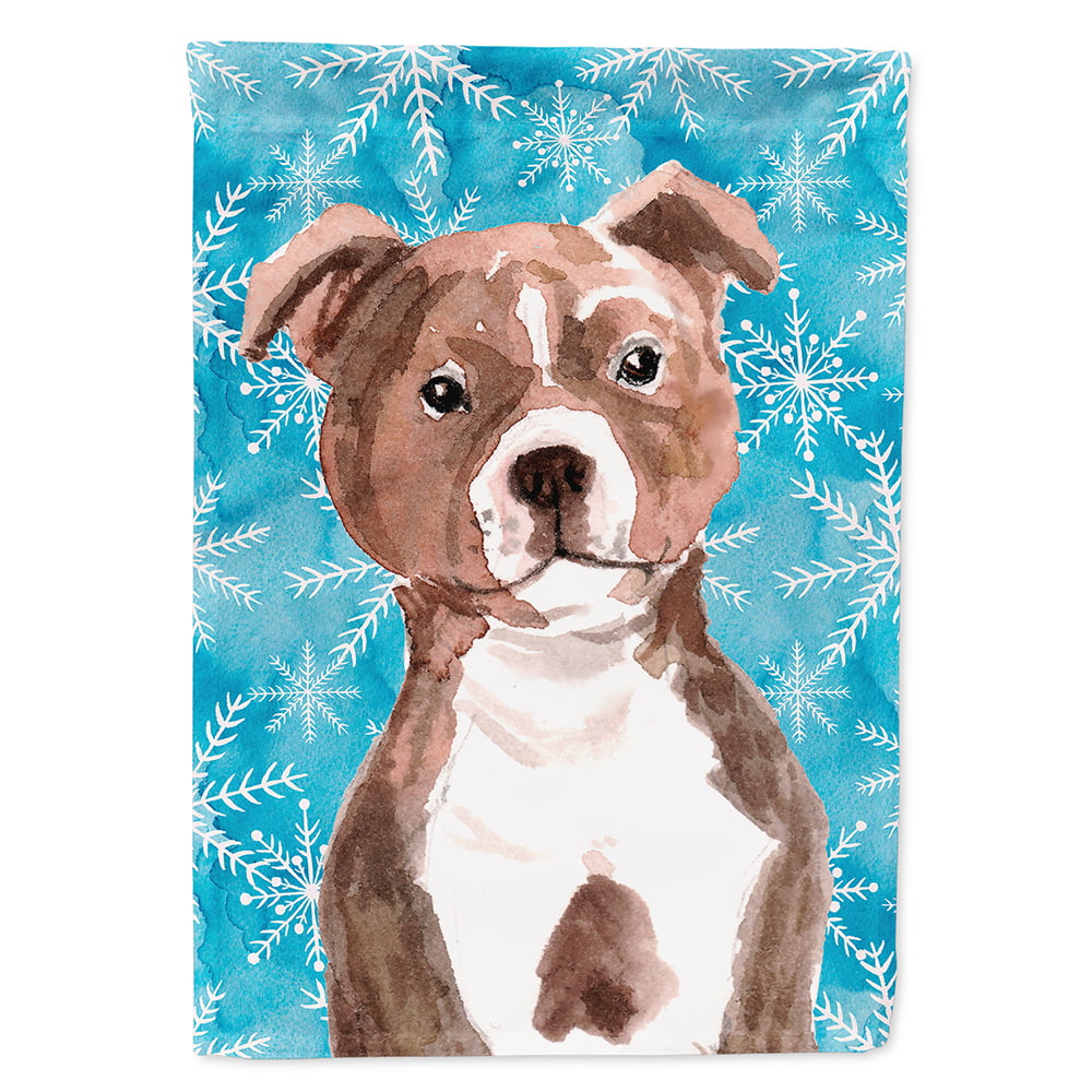 Red Staffie Bull Terrier Winter Flag Canvas House