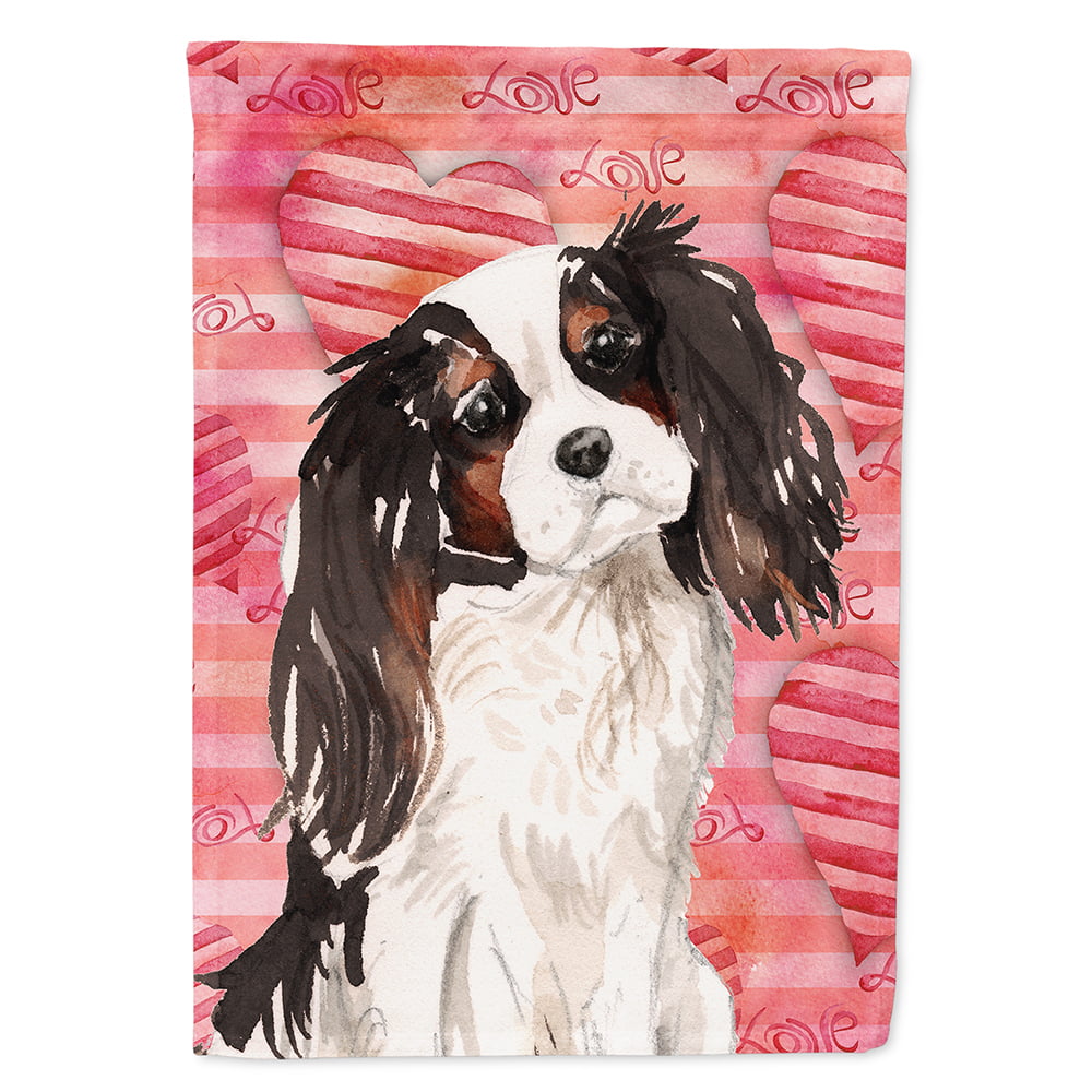 Tricolor Cavalier Spaniel Love Flag Canvas House