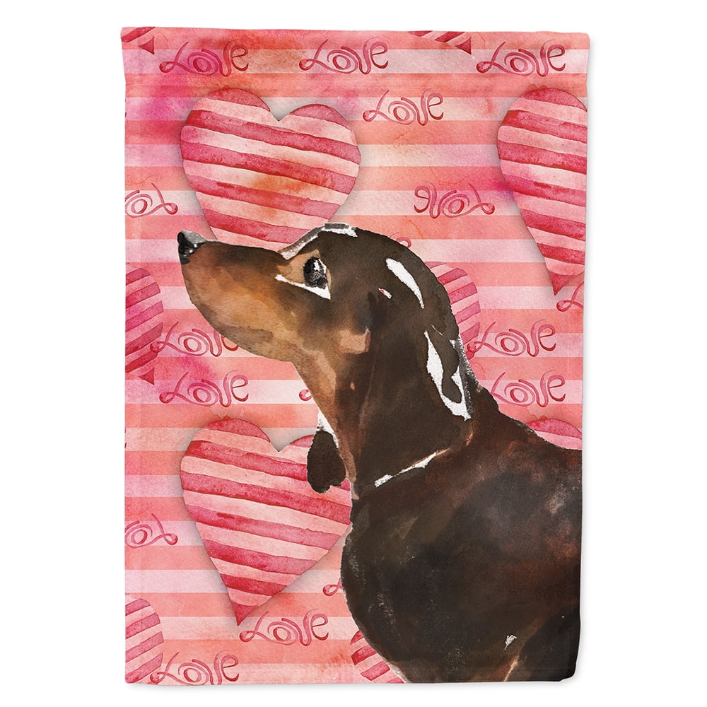 BB9475CHF Black & Tan Dachshund Love Flag Canvas House