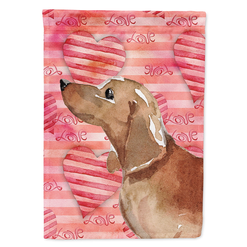 Red Tan Dachshund Love Flag Canvas House