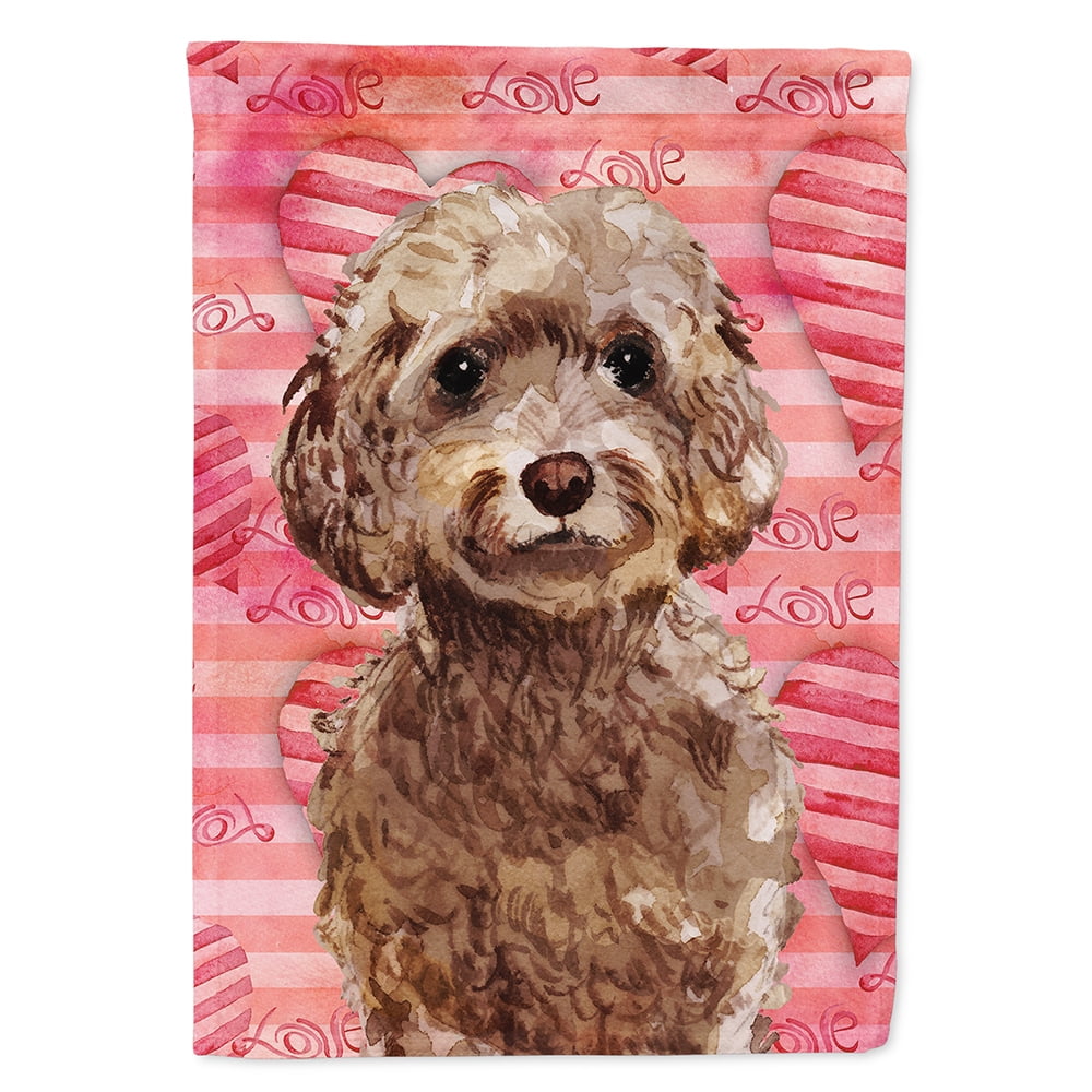 Brown Cockapoo Love Flag Canvas House