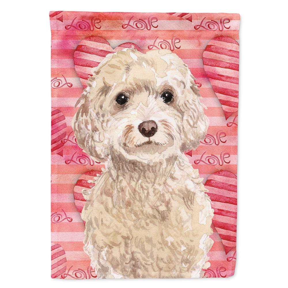 BB9480CHF Champagne Cockapoo Love Flag Canvas House