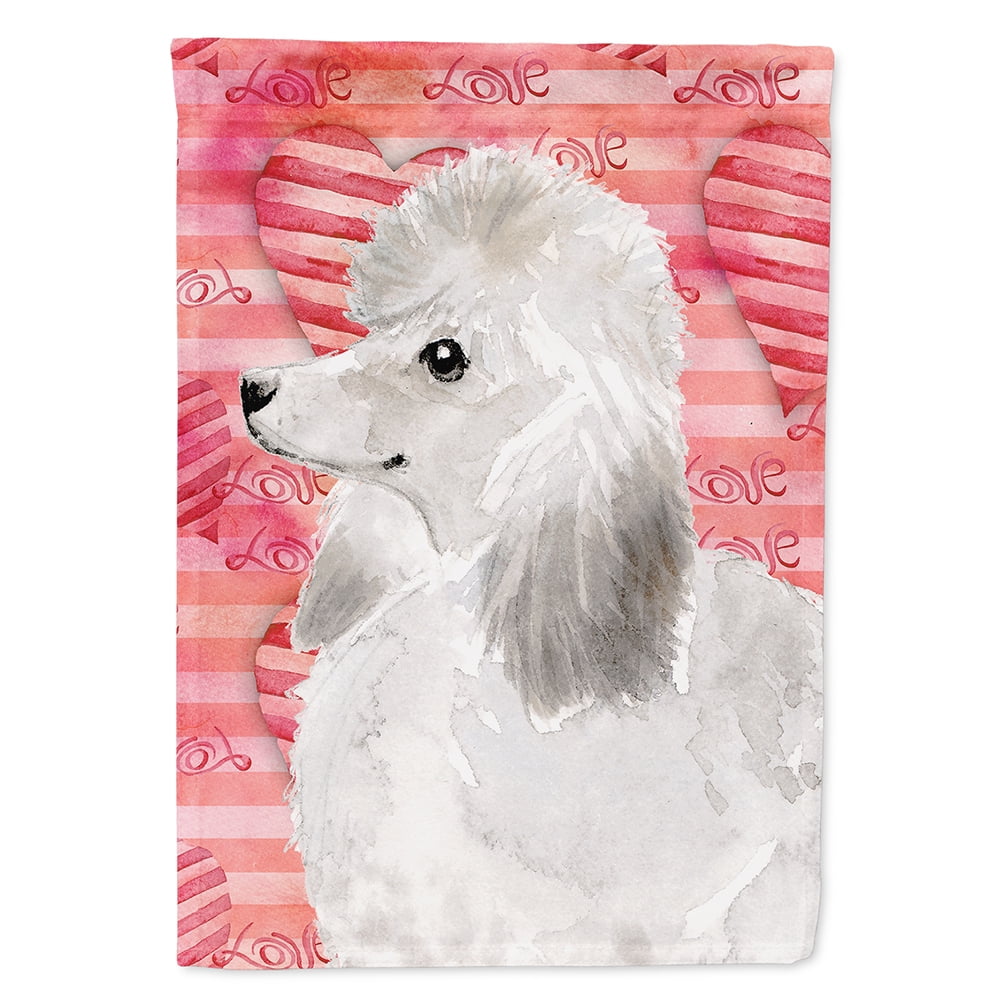 BB9491CHF White Standard Poodle Love Flag Canvas House