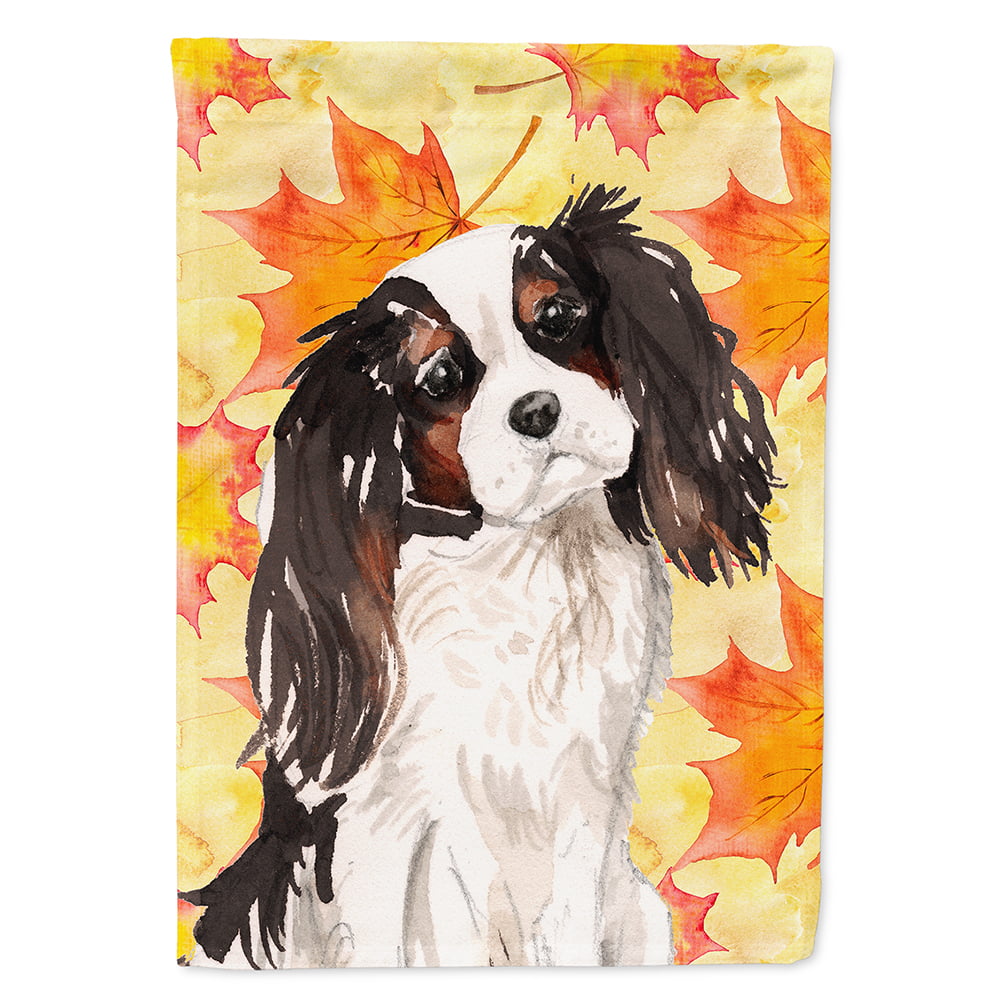 BB9507CHF Tricolor Cavalier Spaniel Fall Flag Canvas House