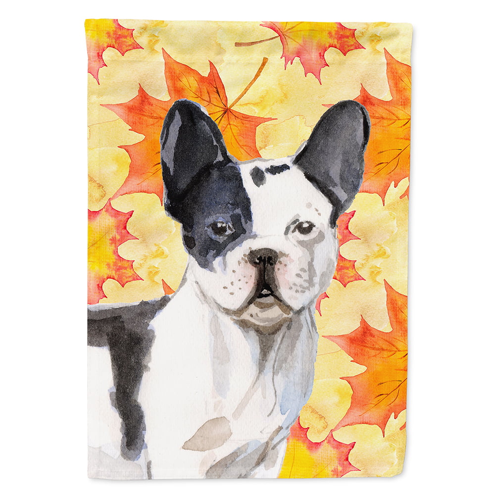 Black White French Bulldog Fall Flag Canvas House