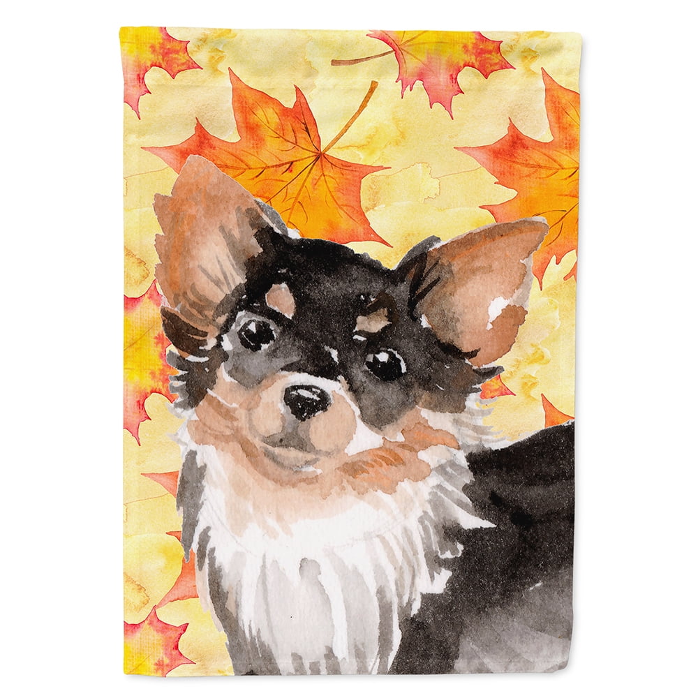 Long Haired Chihuahua Fall Flag Canvas House