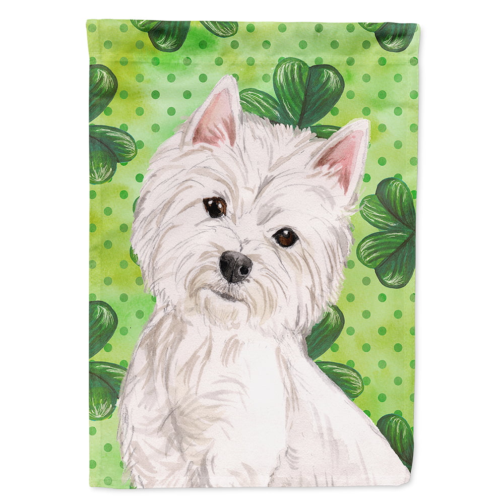 Westie St. Patricks Canvas House Flag