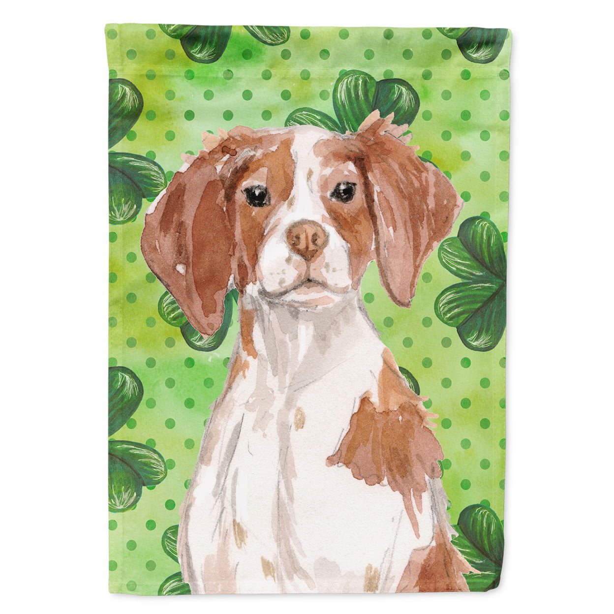 BB9539CHF Brittany Spaniel St. Patricks Canvas House Flag