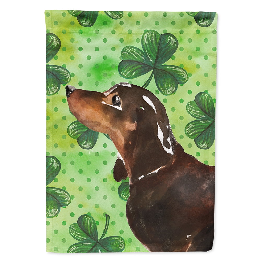 Black & Tan Dachshund St. Patricks Canvas House Flag