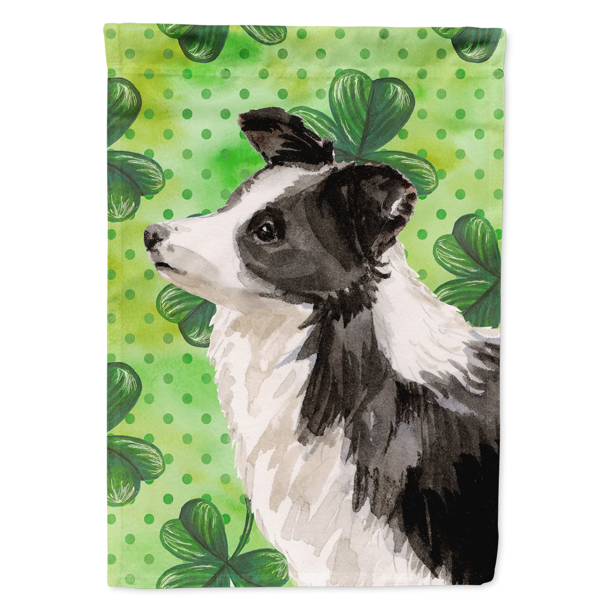 Border Collie St. Patricks Canvas House Flag