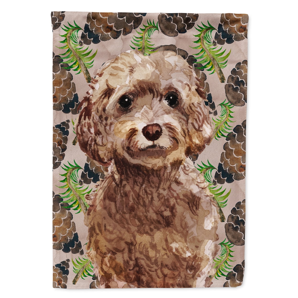 BB9584GF Brown Cockapoo Pine Cones Garden Flag