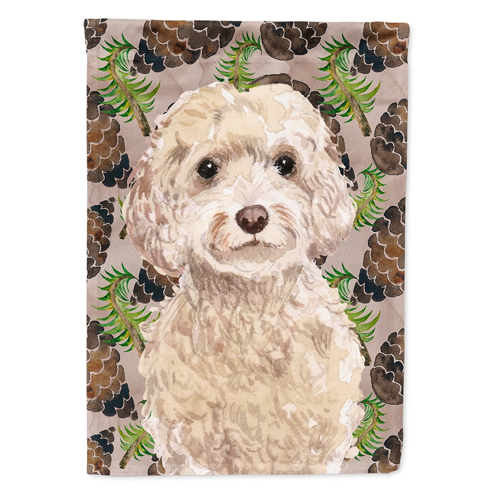 BB9585GF Champagne Cockapoo Pine Cones Garden Flag