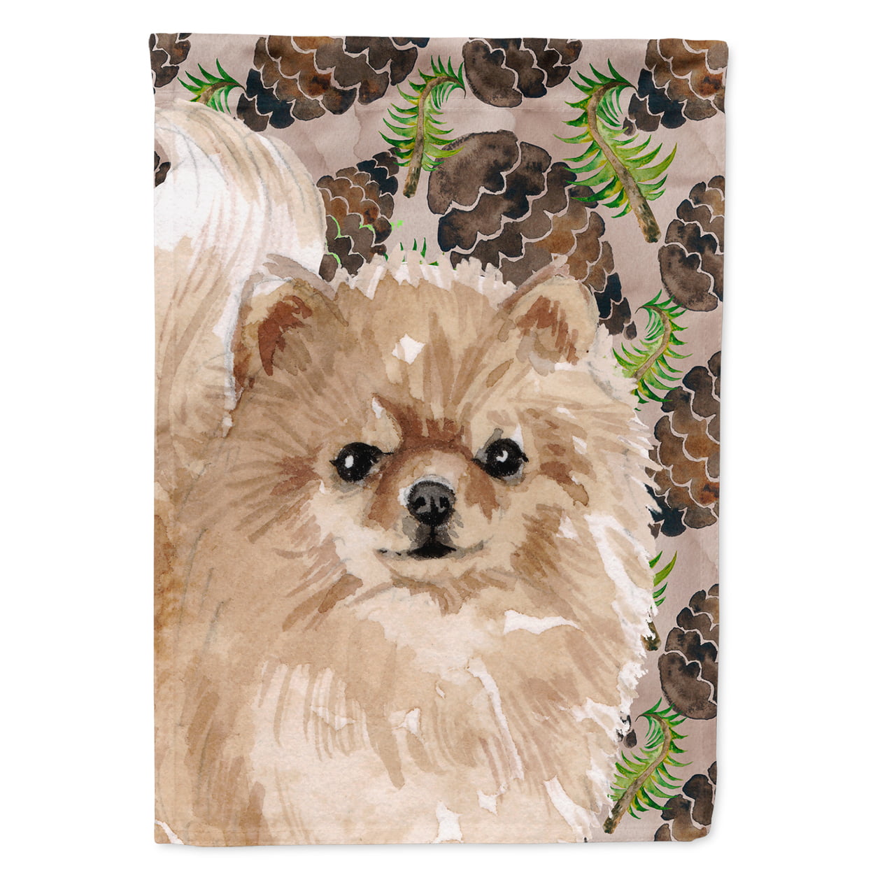Pomeranian Pine Cones Garden Flag