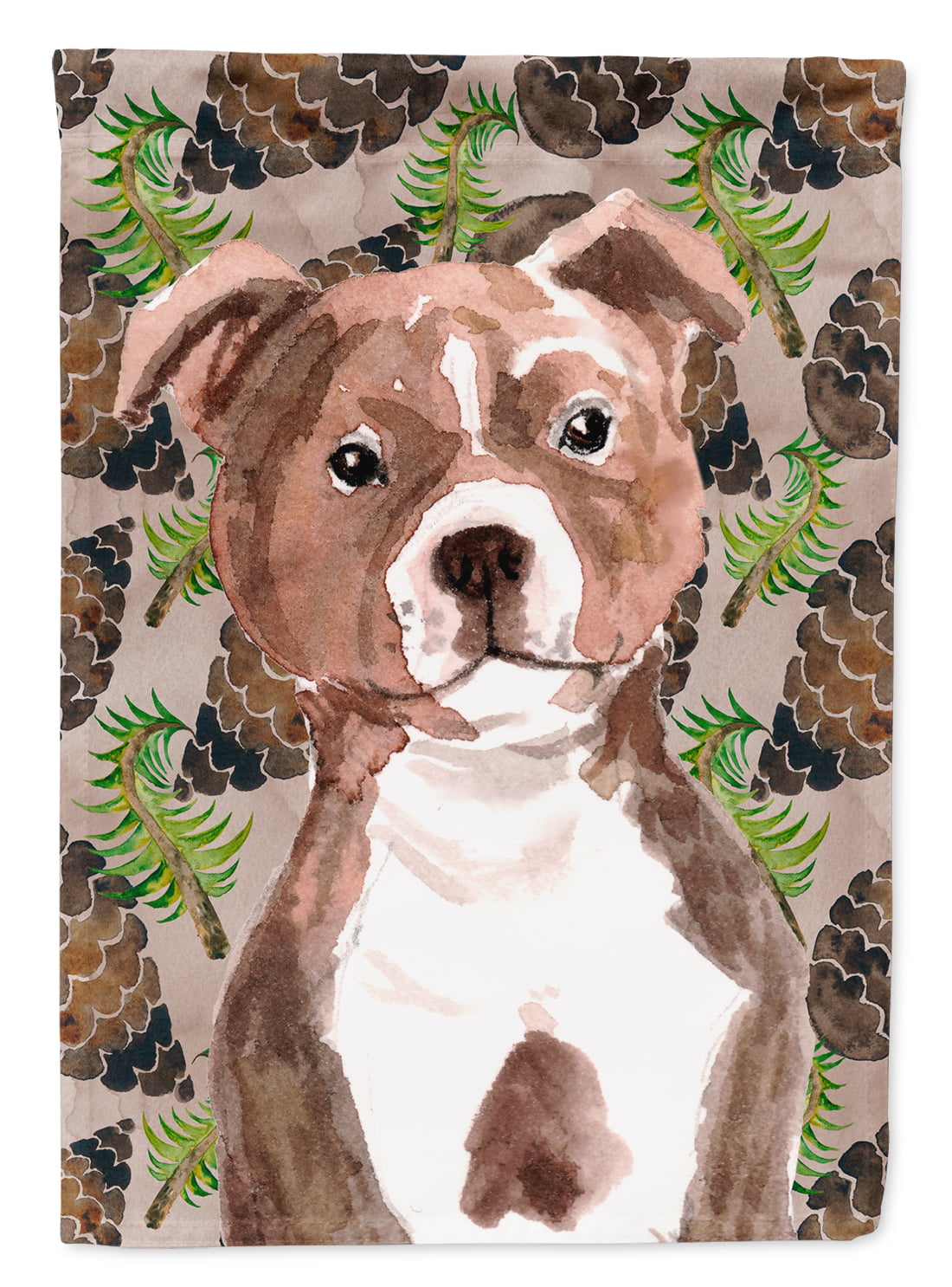 Red Staffie Bull Terrier Pine Cones Garden Flag