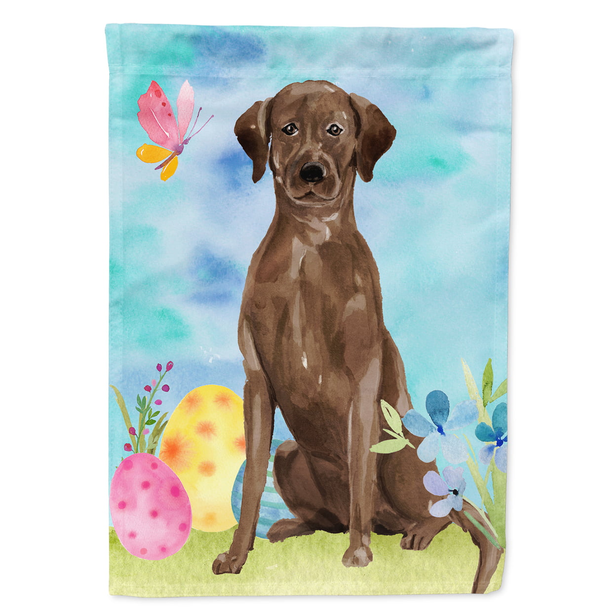 Chocolate Labrador Easter Garden Flag