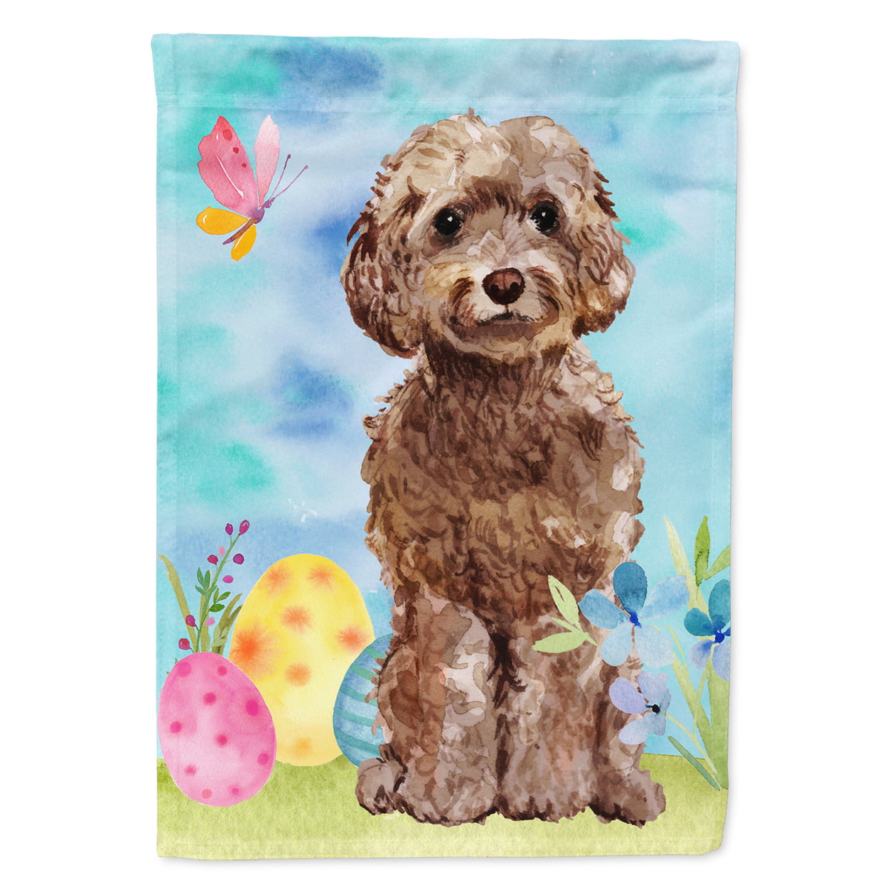 BB9619GF Brown Cockapoo Easter Garden Flag