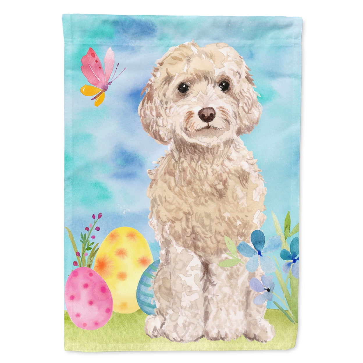 Champagne Cockapoo Easter Garden Flag