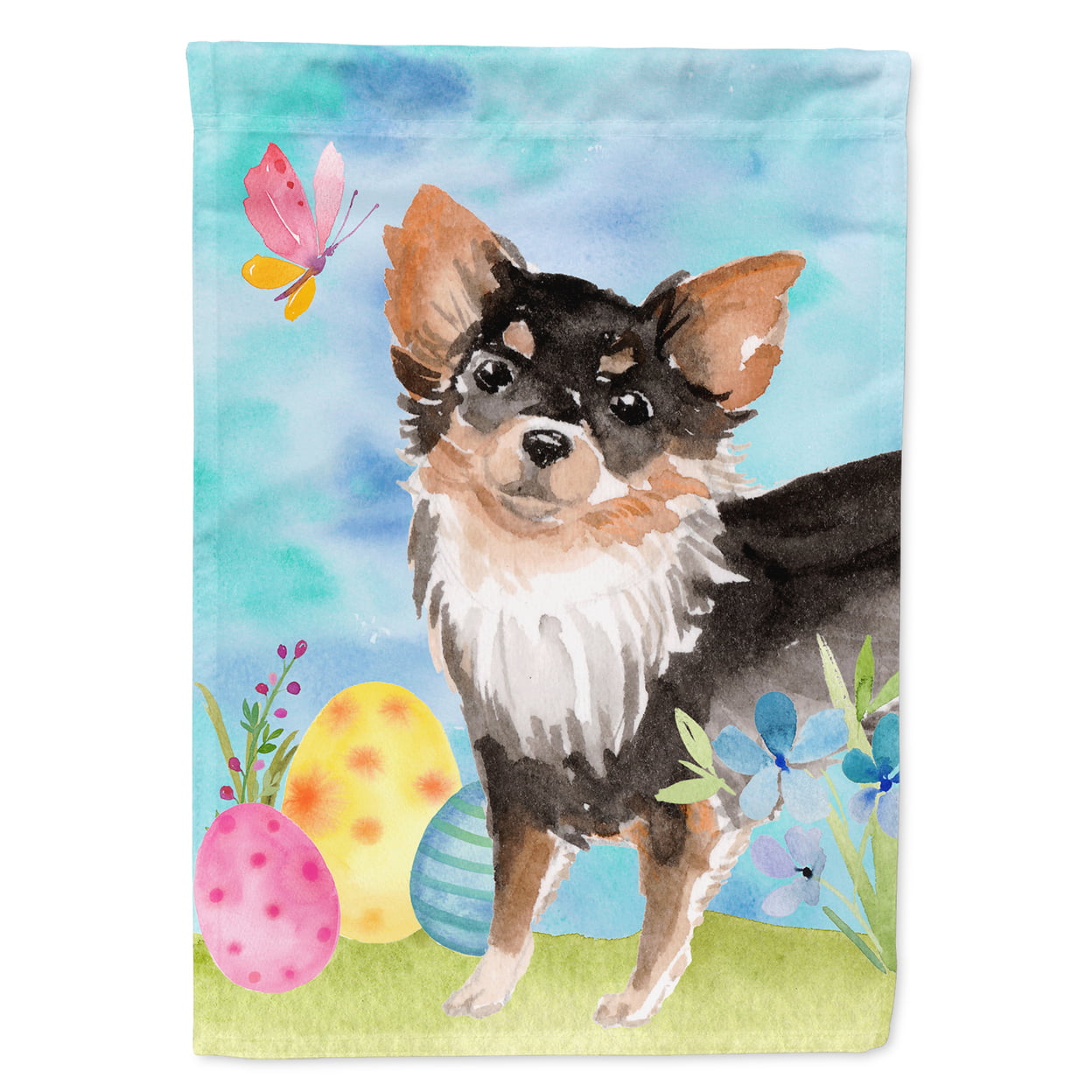 BB9633GF Long Haired Chihuahua Easter Garden Flag