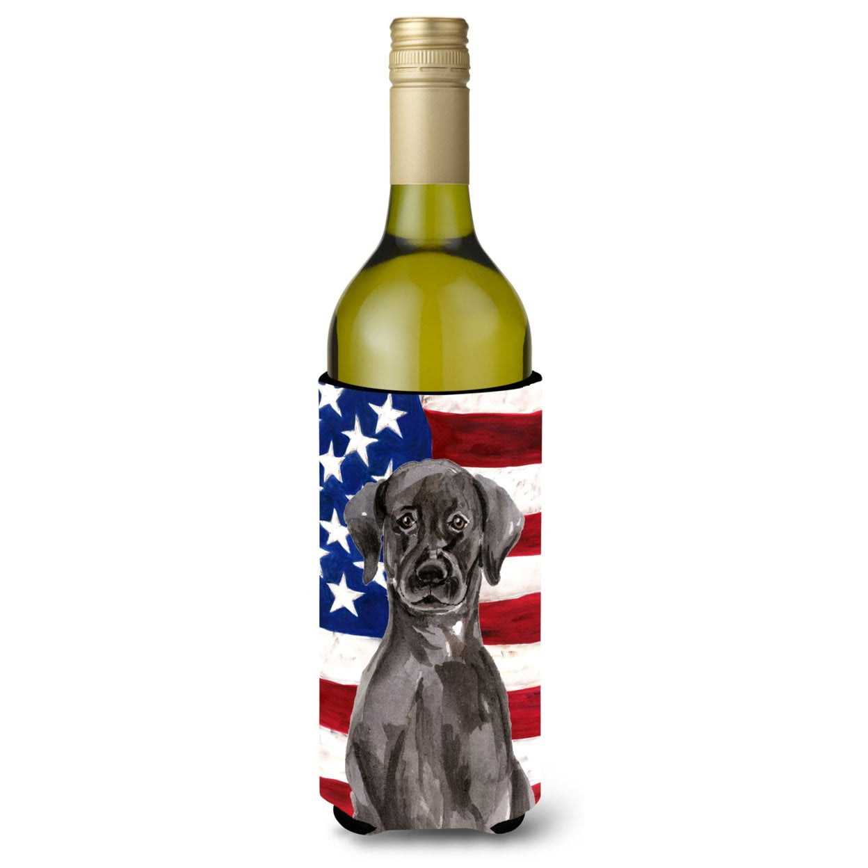 Black Labrador Patriotic Wine Bottle Beverge Insulator Hugger