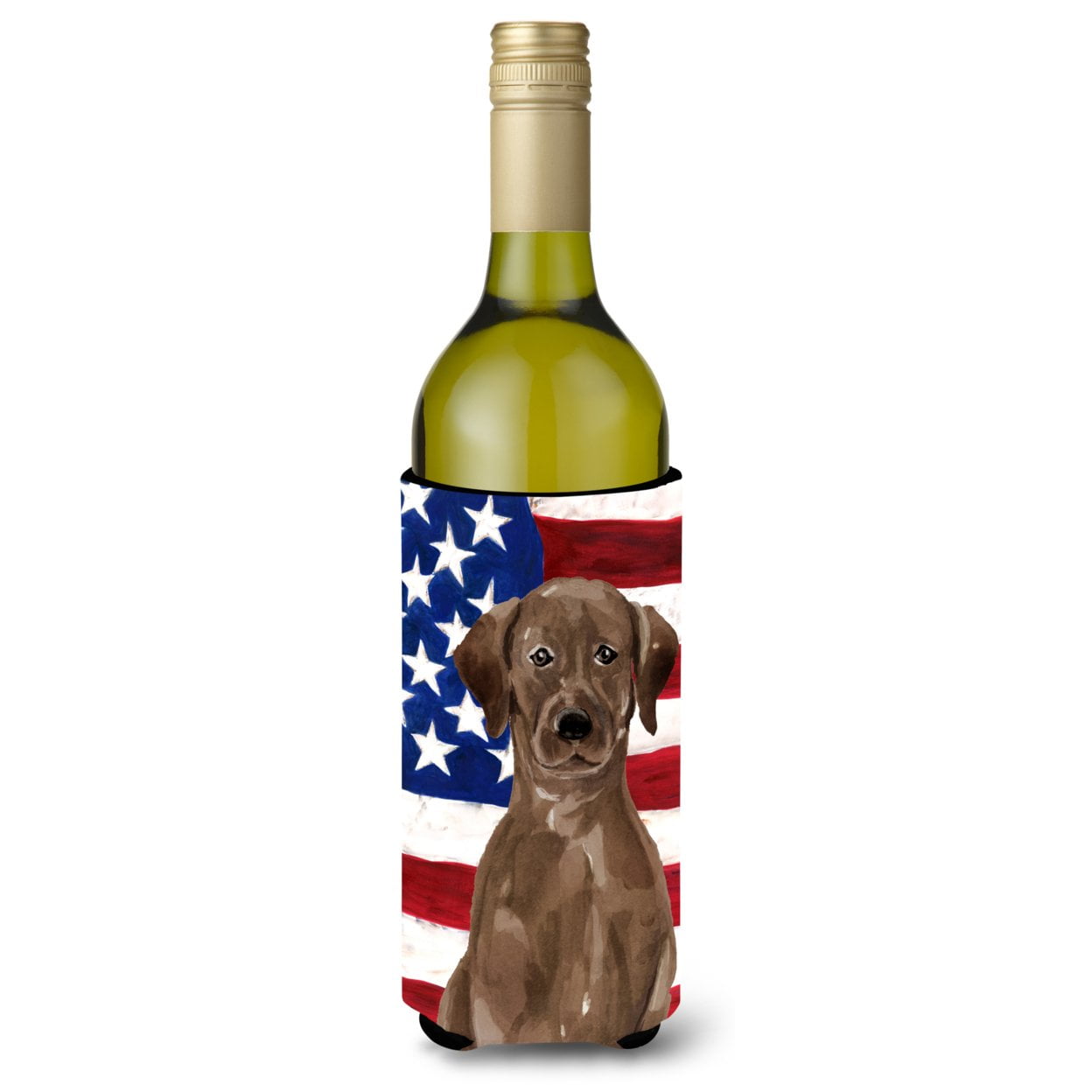 Chocolate Labrador Patriotic Wine Bottle Beverge Insulator Hugger