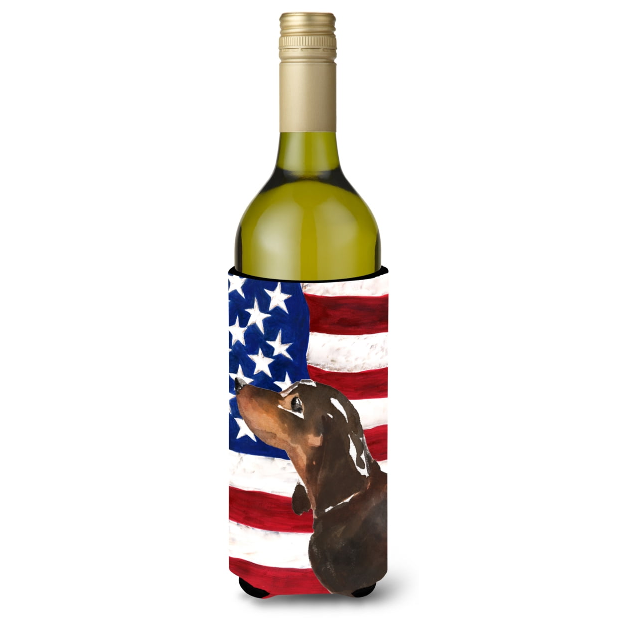 Black & Tan Dachshund Patriotic Wine Bottle Beverge Insulator Hugger