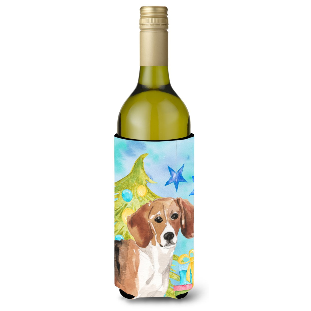 Beagle Christmas Wine Bottle Beverge Insulator Hugger