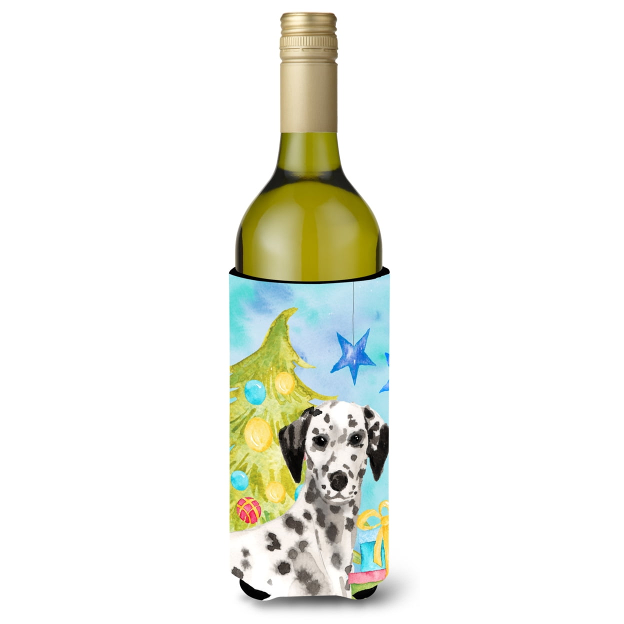 Dalmatian Christmas Wine Bottle Beverge Insulator Hugger