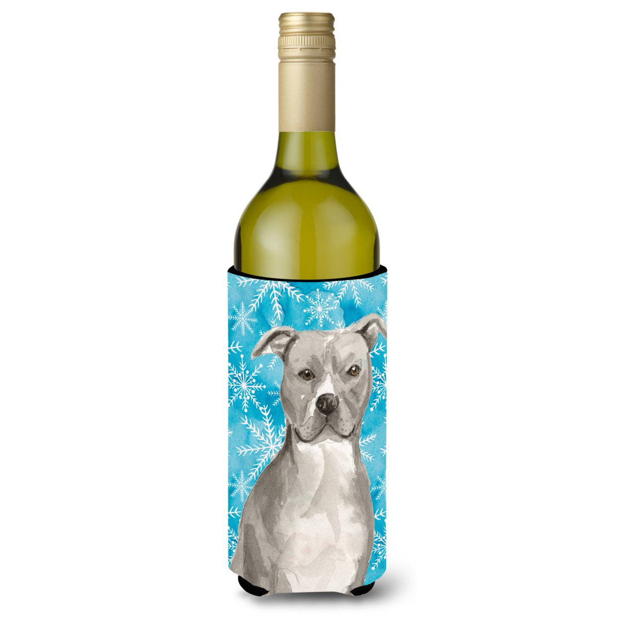 Staffordshire Bull Terrier Winter Wine Bottle Beverge Insulator Hugger