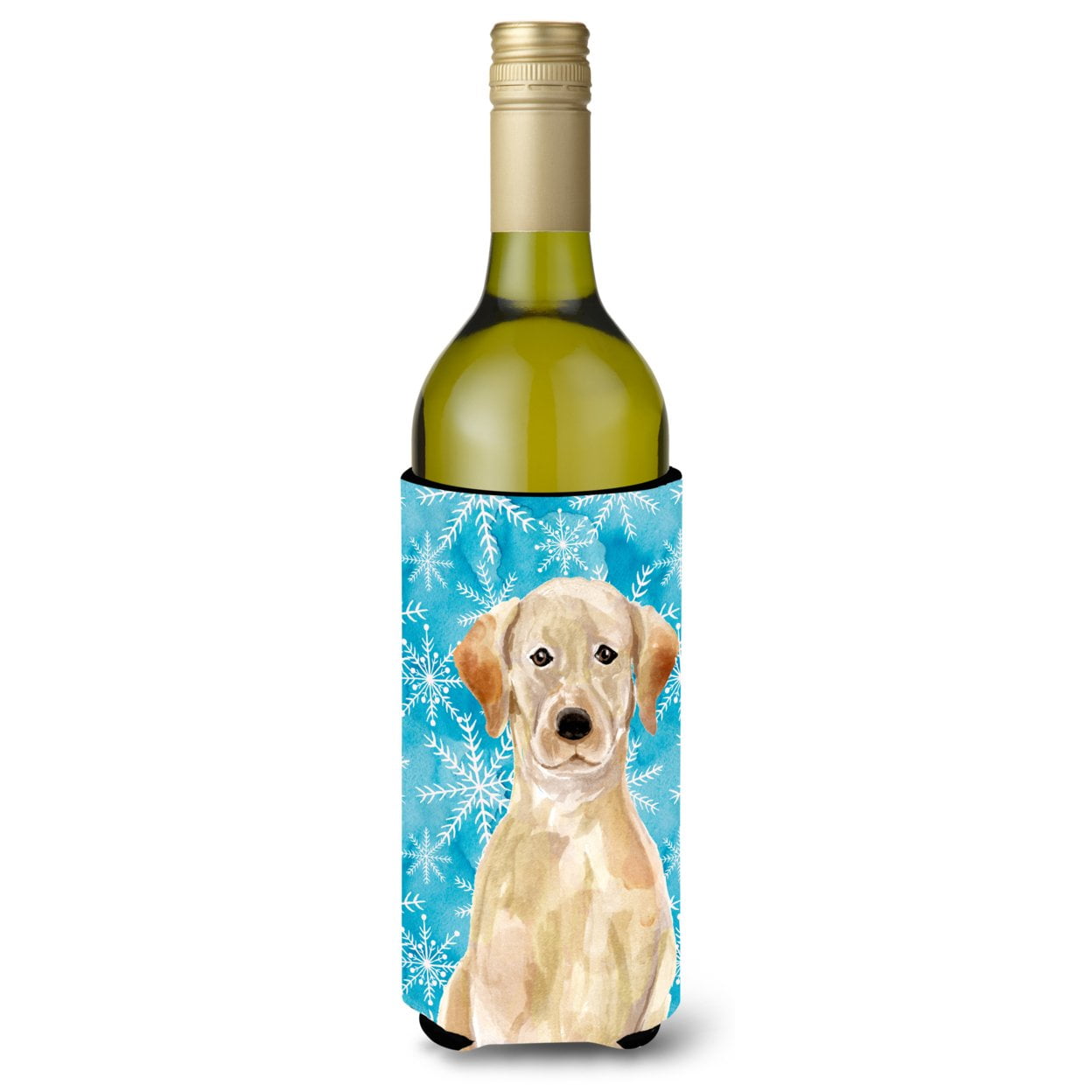 Picture of Carolines Treasures BB9436LITERK Yellow Labrador Winter Wine Bottle Beverge Insulator Hugger