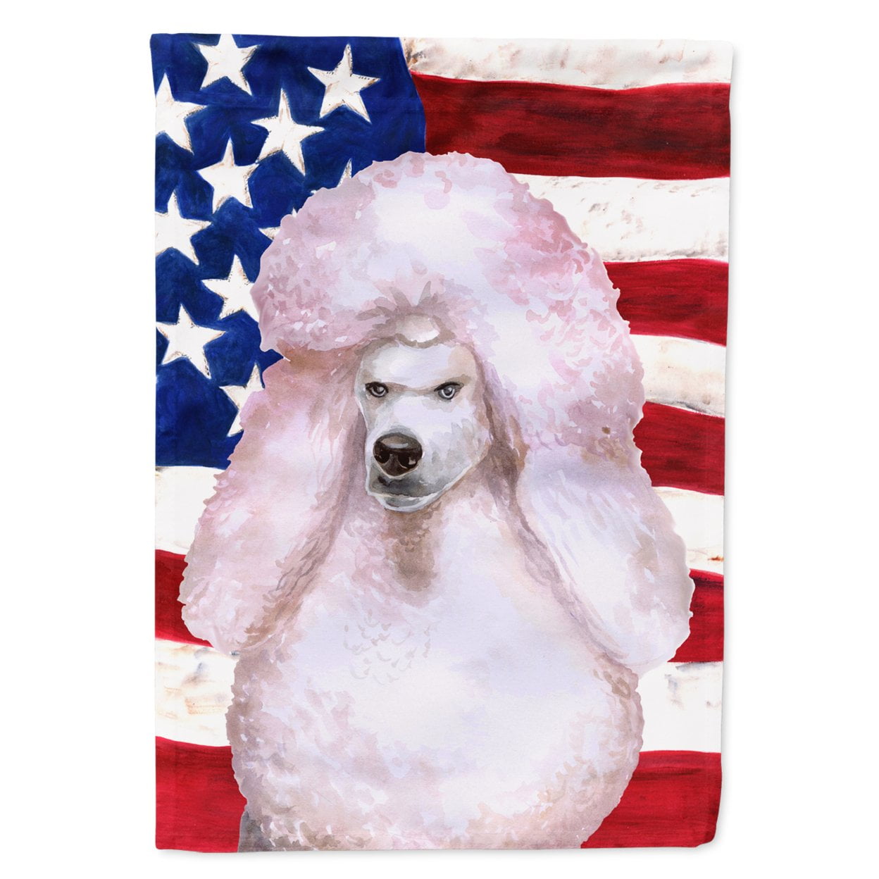 White Standard Poodle Patriotic Garden Flag
