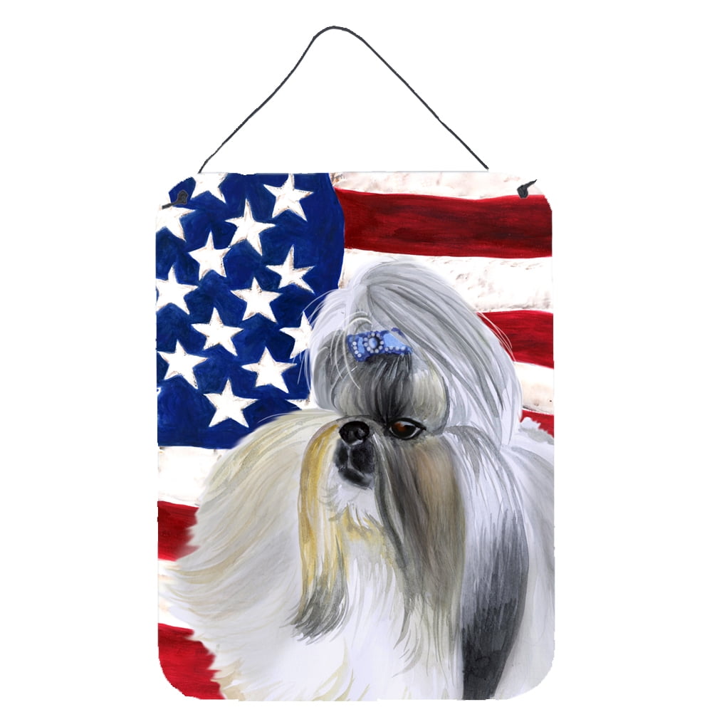 Picture of Carolines Treasures BB9666DS1216 Shih Tzu Patriotic Wall or Door Hanging Prints