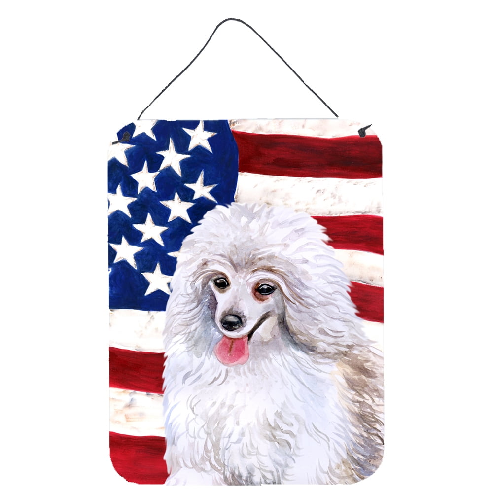 Medium White Poodle Patriotic Wall or Door Hanging Prints