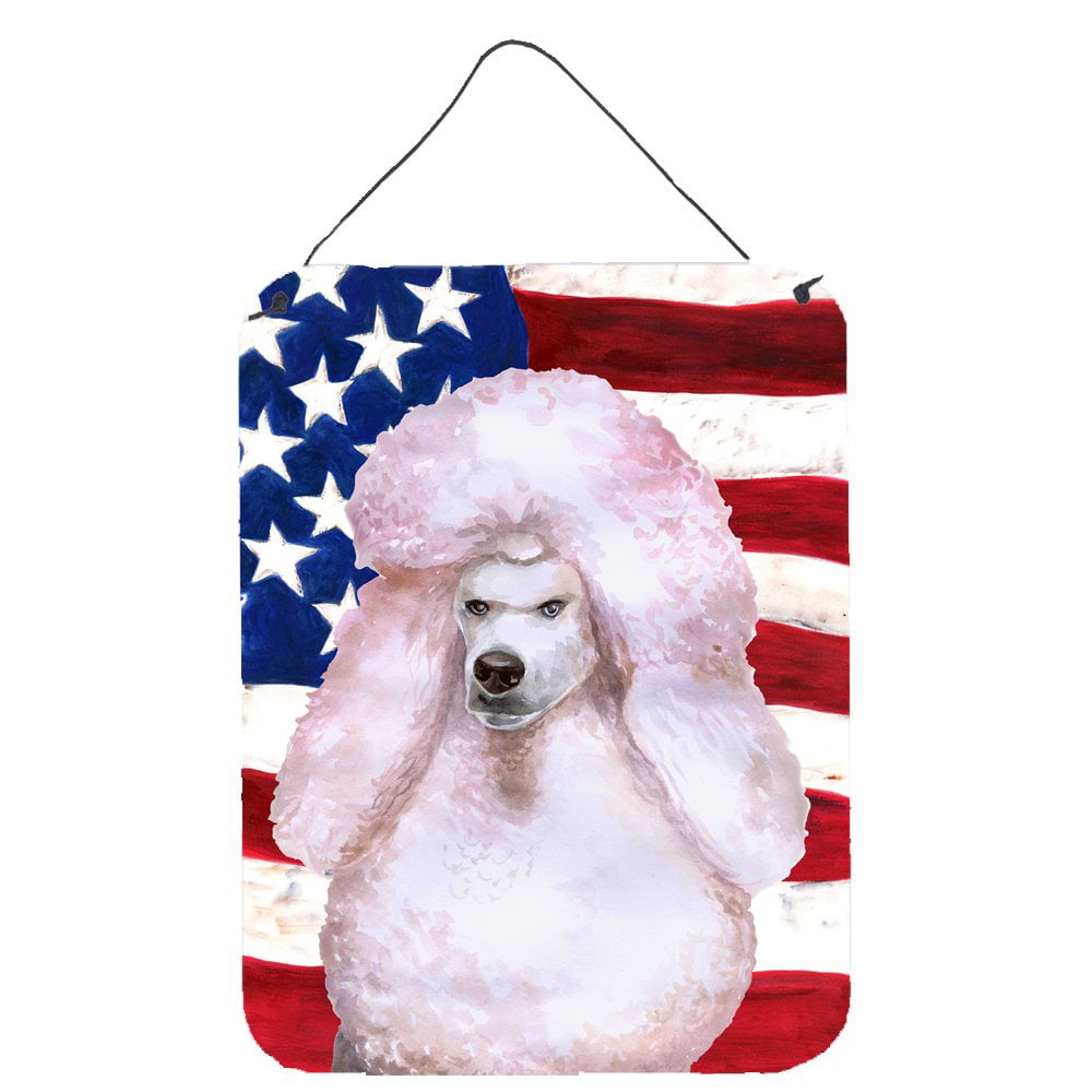 White Standard Poodle Patriotic Wall or Door Hanging Prints