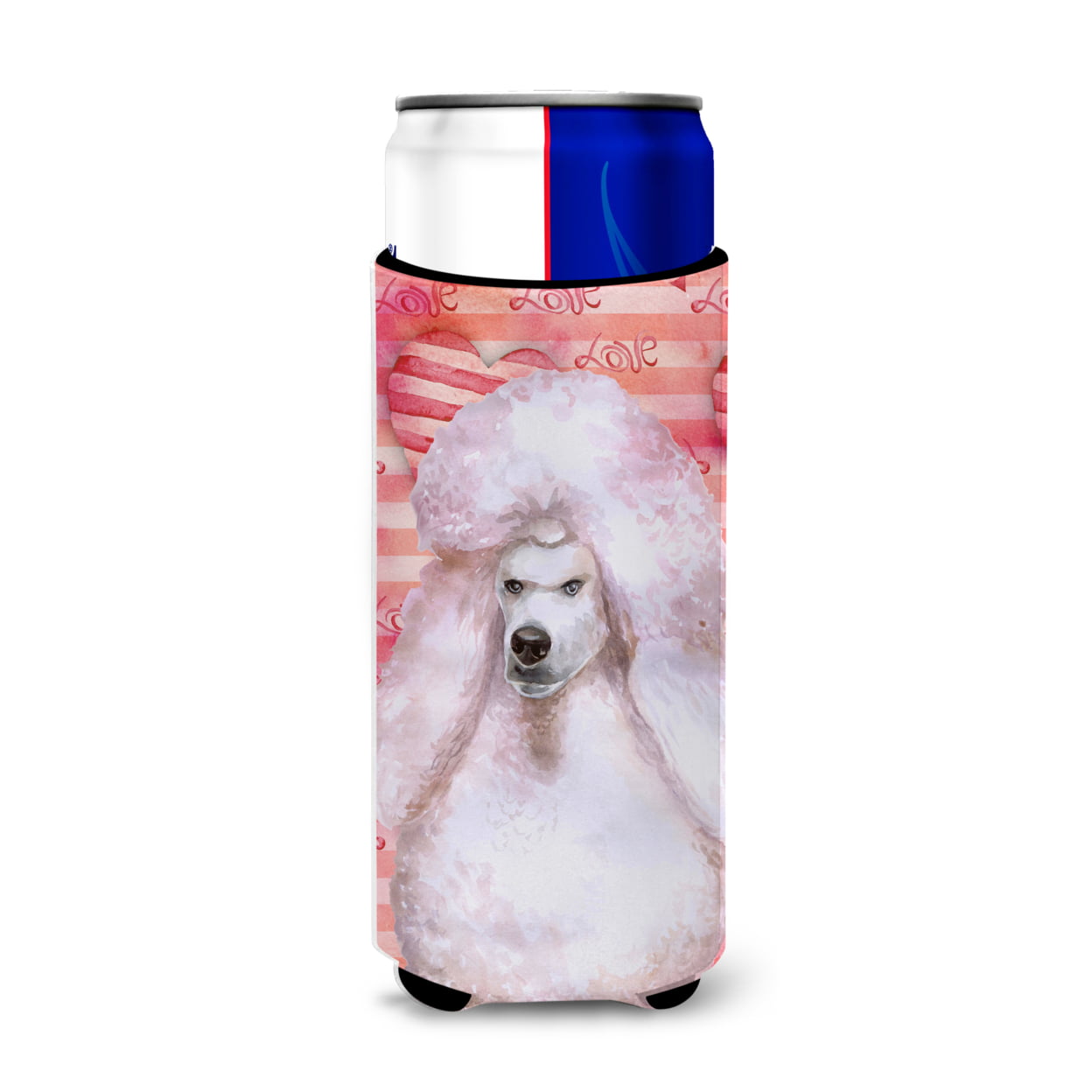 White Standard Poodle Love Michelob Ultra Hugger for Slim Cans