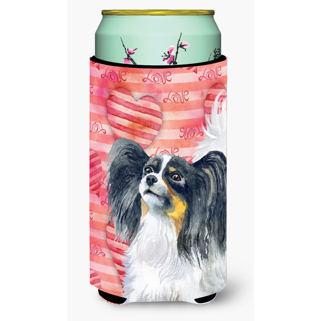 Papillon Love Tall Boy Beverage Insulator Hugger
