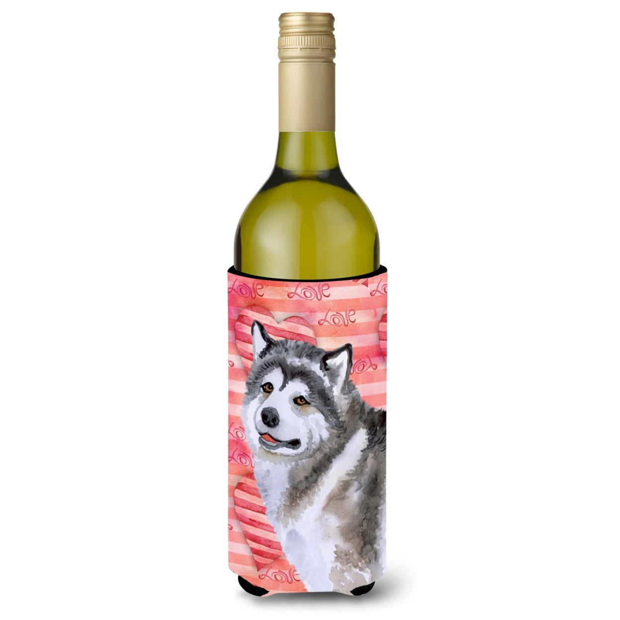 Alaskan Malamute Love Wine Bottle Beverge Insulator Hugger