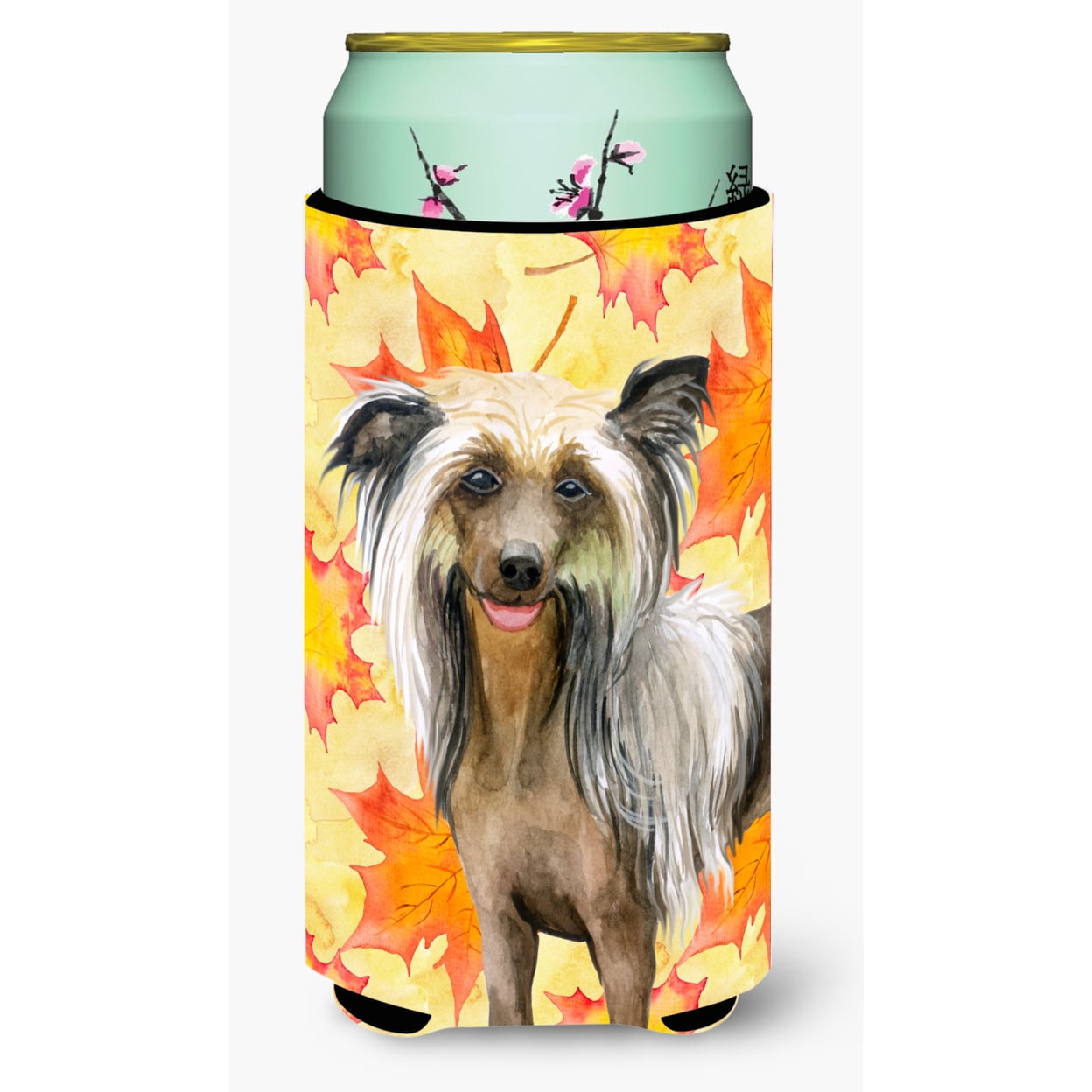 Chinese Crested Fall Tall Boy Beverage Insulator Hugger