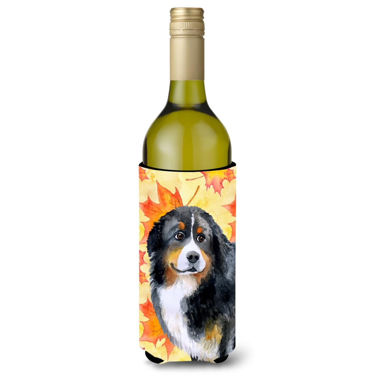 Bernese Mountain Dog Fall Wine Bottle Beverge Insulator Hugger