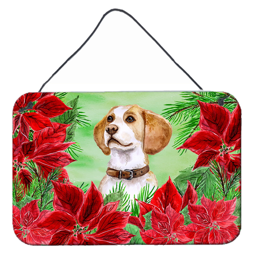 Beagle Poinsettas Wall or Door Hanging Prints