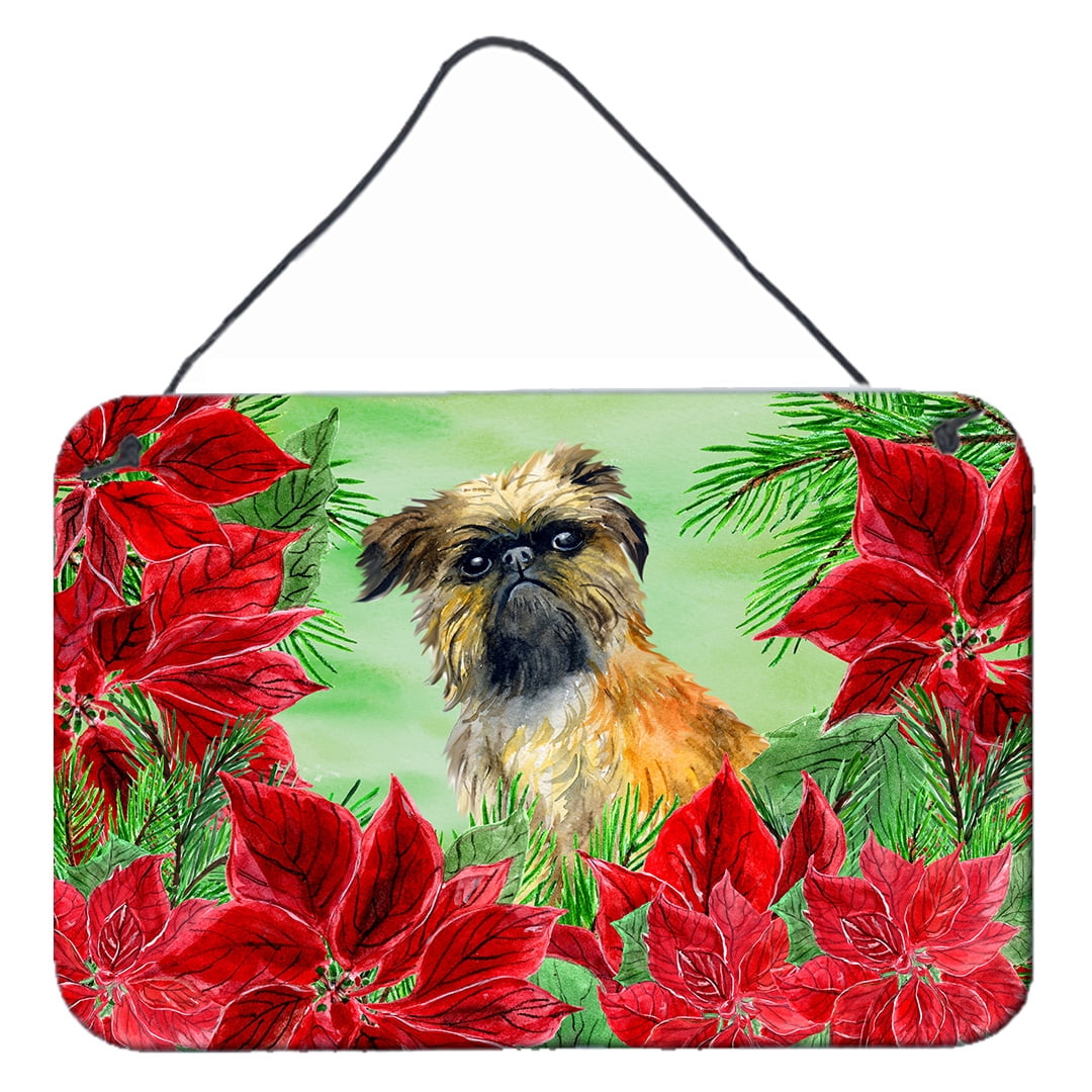 Brussels Griffon Poinsettas Wall or Door Hanging Prints